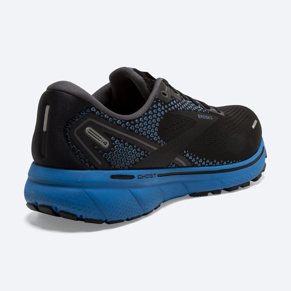 Men's Brooks Ghost 14 Running Shoes Black/Blue | USA05142