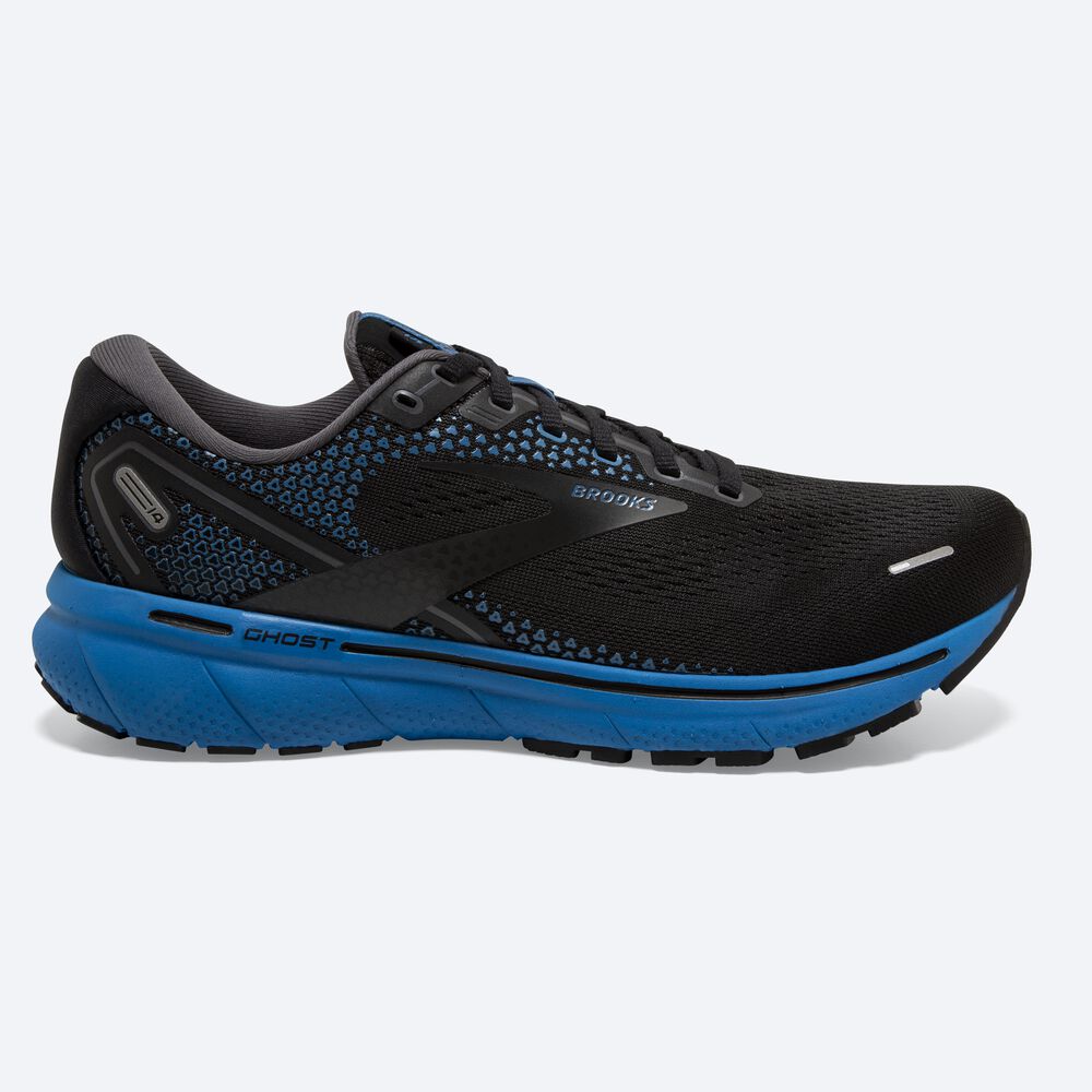 Men\'s Brooks Ghost 14 Running Shoes Black/Blue | USA05142