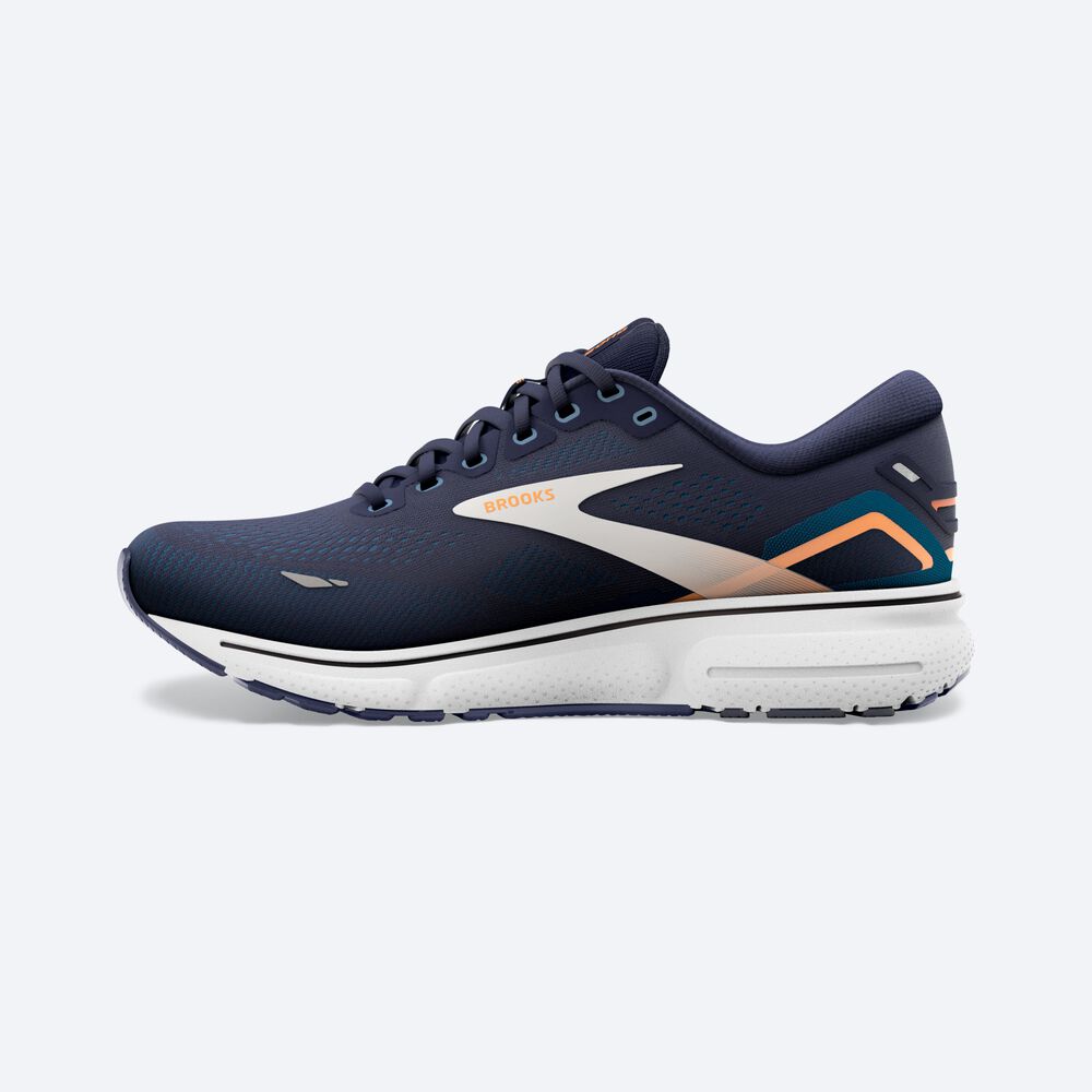 Men's Brooks Ghost 15 Road Running Shoes Navy/Blue/Orange | USA61095