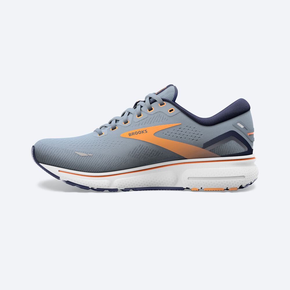 Men's Brooks Ghost 15 Running Shoes Grey/Navy/Orange | USA23856