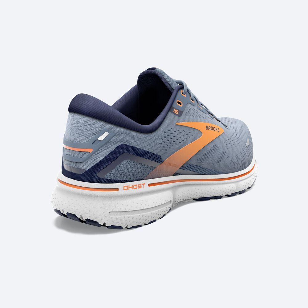 Men's Brooks Ghost 15 Running Shoes Grey/Navy/Orange | USA23856