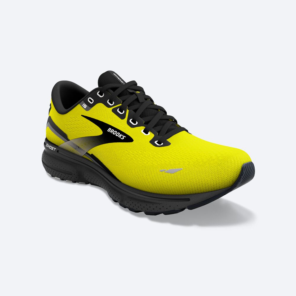 Men's Brooks Ghost 15 Running Shoes Yellow/Black | USA53298