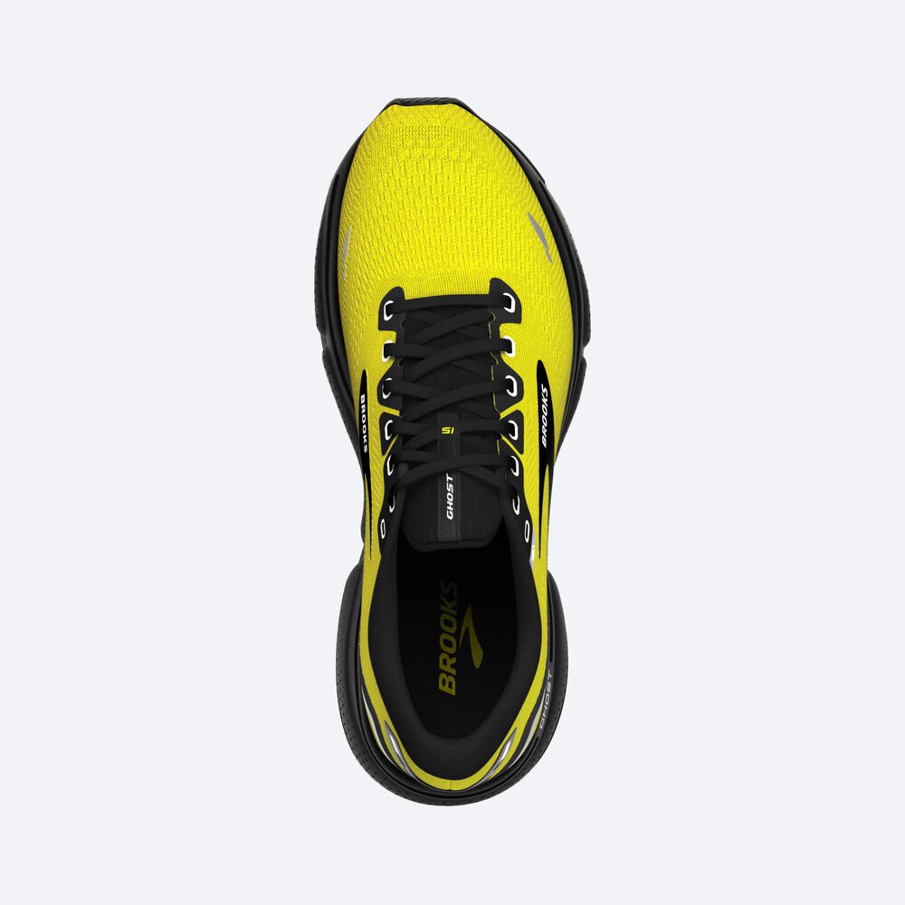 Men's Brooks Ghost 15 Running Shoes Yellow/Black | USA53298