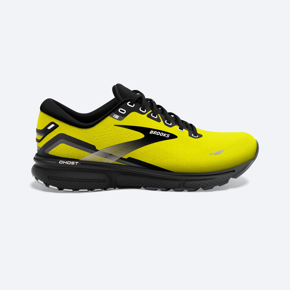 Men\'s Brooks Ghost 15 Running Shoes Yellow/Black | USA53298