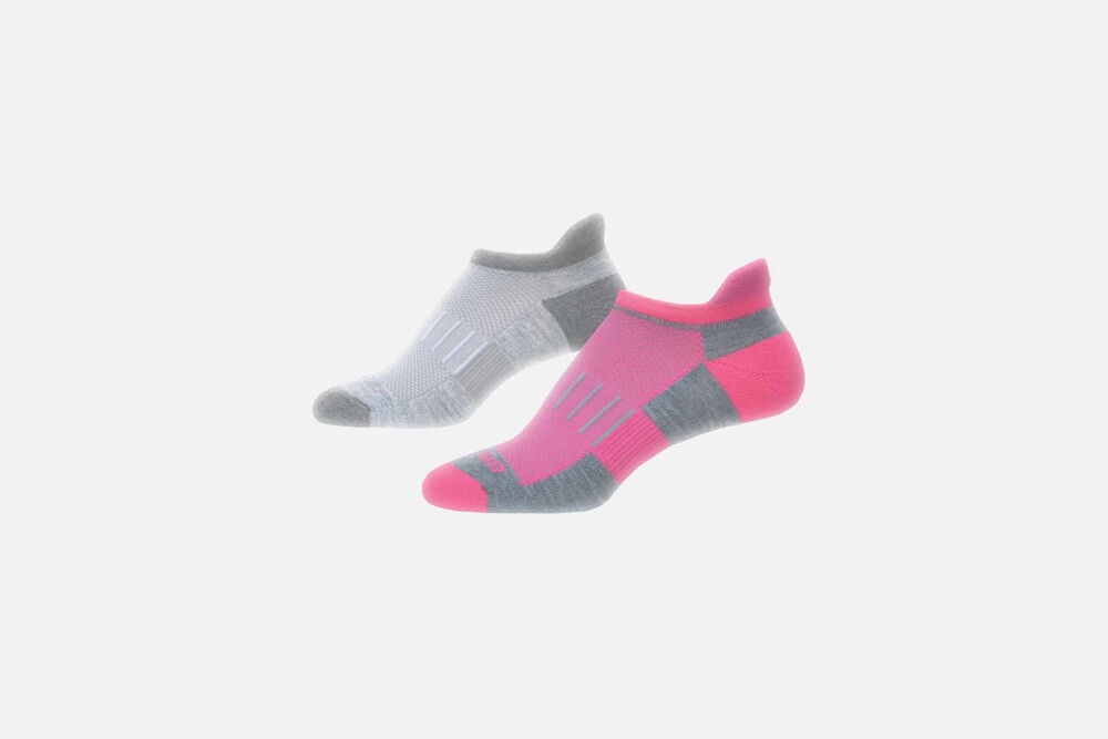 Men\'s Brooks Ghost Midweight 2-Pack Socks Grey/Pink | USA80351