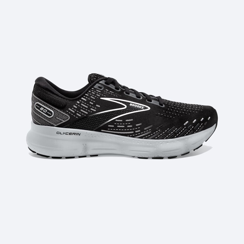 Men\'s Brooks Glycerin 20 Road Running Shoes Black/White | USA16508