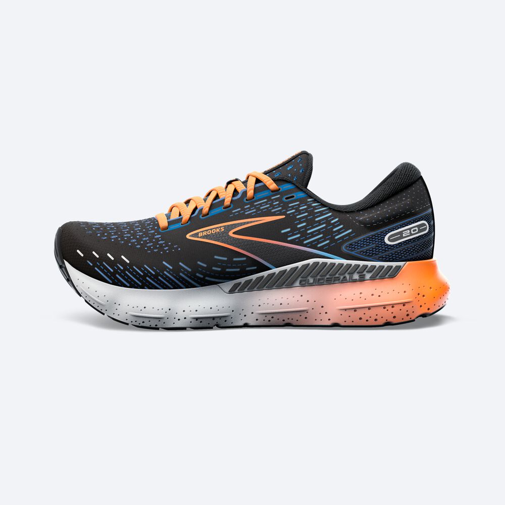 Men's Brooks Glycerin GTS 20 Road Running Shoes Black/Blue/Orange | USA70834