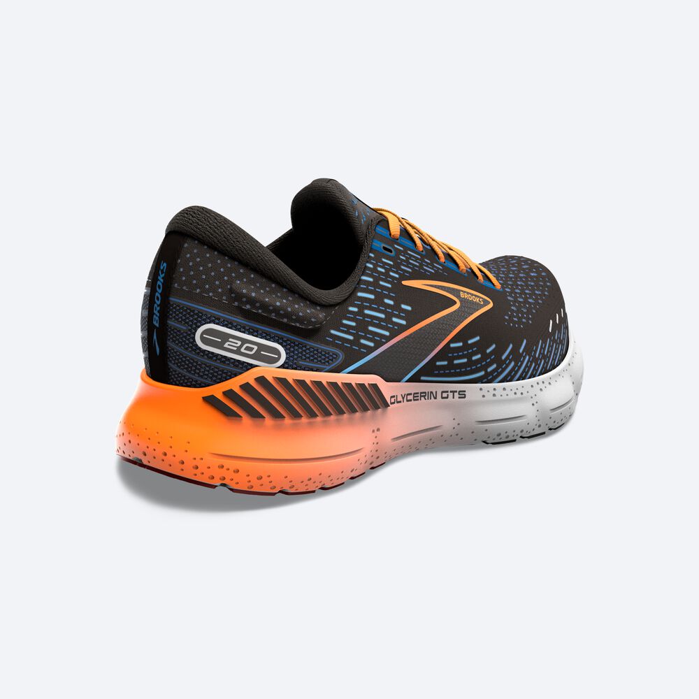 Men's Brooks Glycerin GTS 20 Road Running Shoes Black/Blue/Orange | USA70834