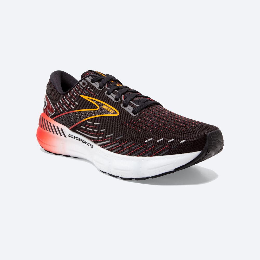 Men's Brooks Glycerin GTS 20 Road Running Shoes Black/Red | USA73956