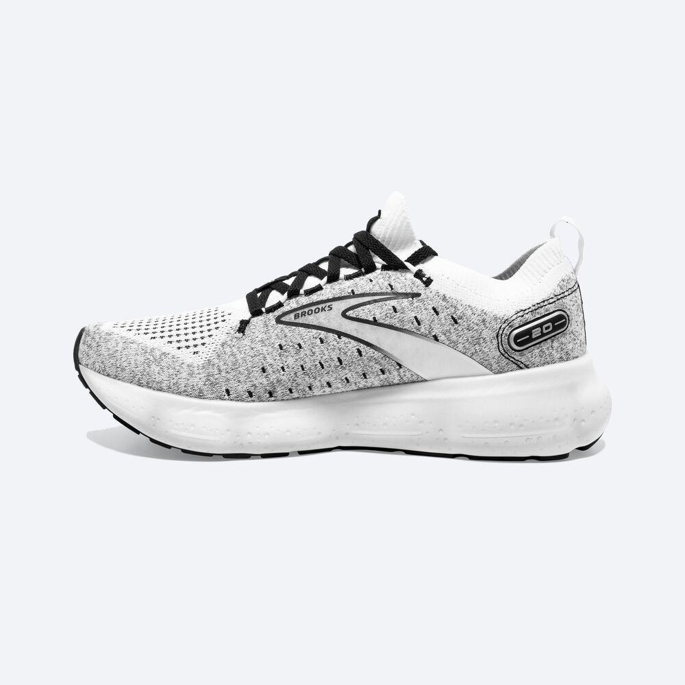 Men's Brooks Glycerin StealthFit 20 Road Running Shoes White/Grey/Black | USA60375