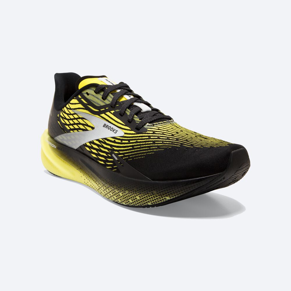 Men's Brooks Hyperion Max Road Running Shoes Black/Yellow/White | USA46157