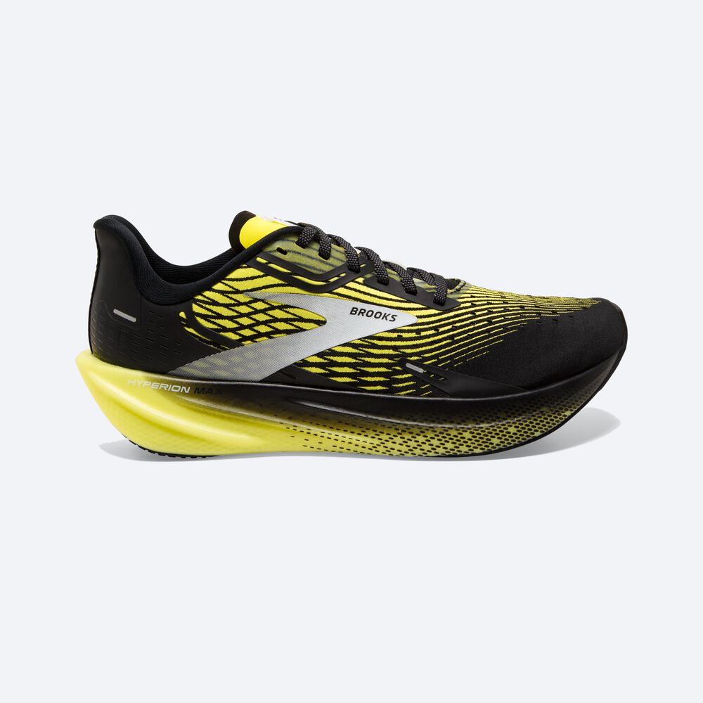 Men\'s Brooks Hyperion Max Road Running Shoes Black/Yellow/White | USA46157