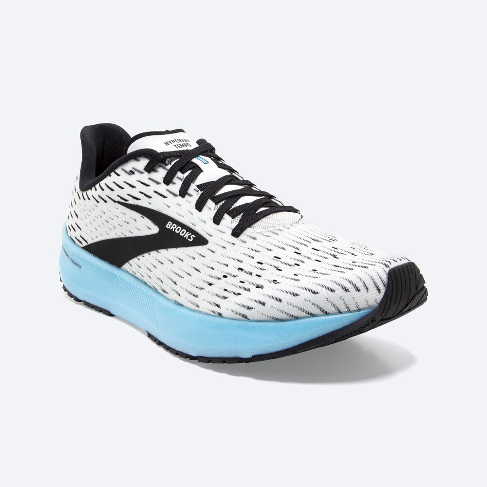 Men's Brooks Hyperion Tempo Road Running Shoes White/Black/Light Turquoise | USA50683