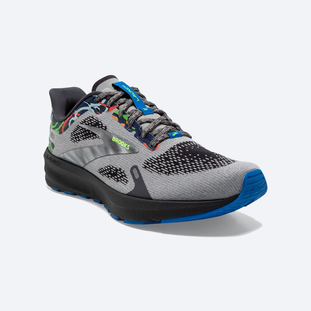 Men's Brooks Launch 9 Road Running Shoes Grey/Blue | USA03754