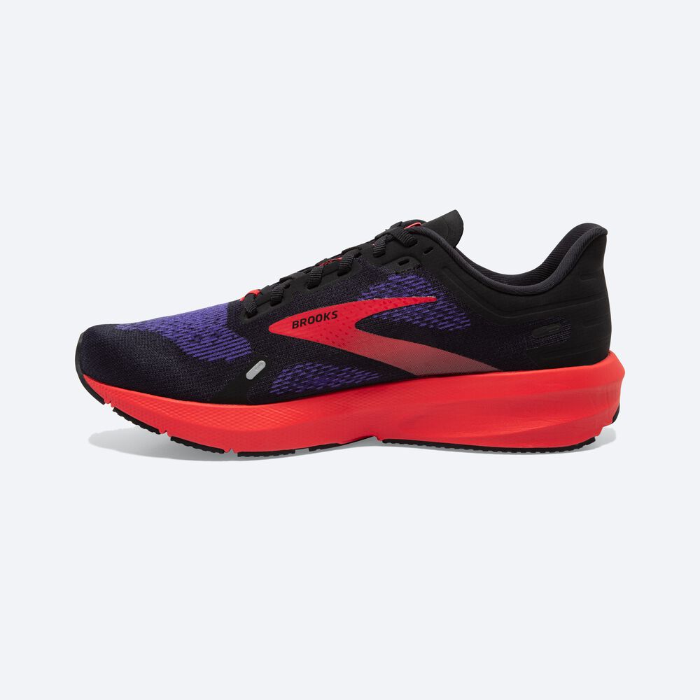 Men's Brooks Launch 9 Road Running Shoes Black/Deep Blue/Red | USA42563