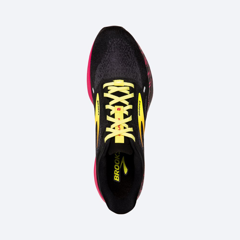 Men's Brooks Launch 9 Road Running Shoes Black/Pink/Yellow | USA97063