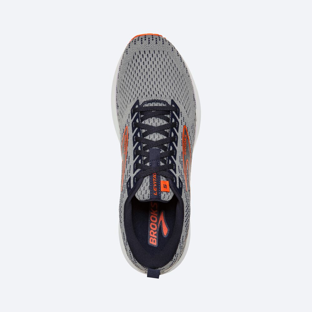 Men's Brooks Levitate 5 Road Running Shoes Grey/Navy | USA41867