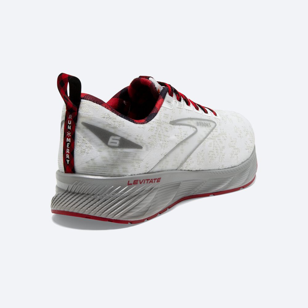 Men's Brooks Levitate 6 Road Running Shoes White/Red/Silver | USA27091