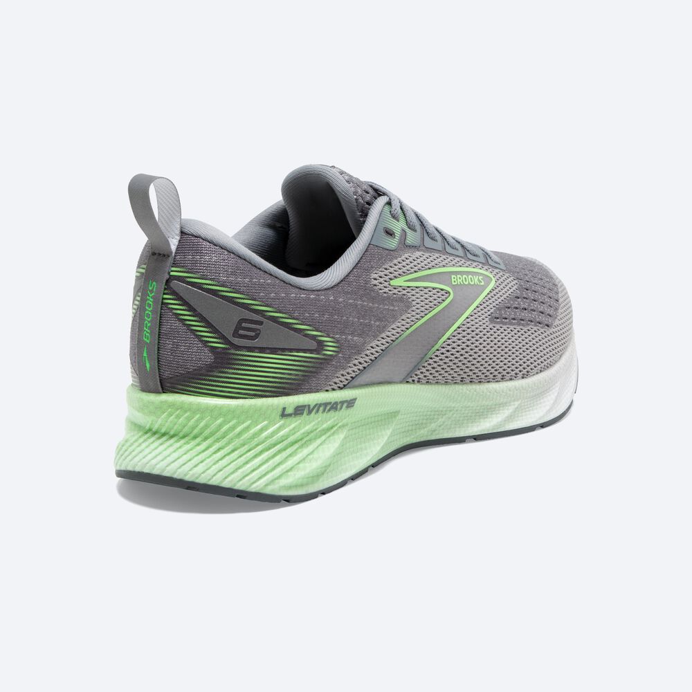 Men's Brooks Levitate 6 Road Running Shoes Grey/Green | USA45169