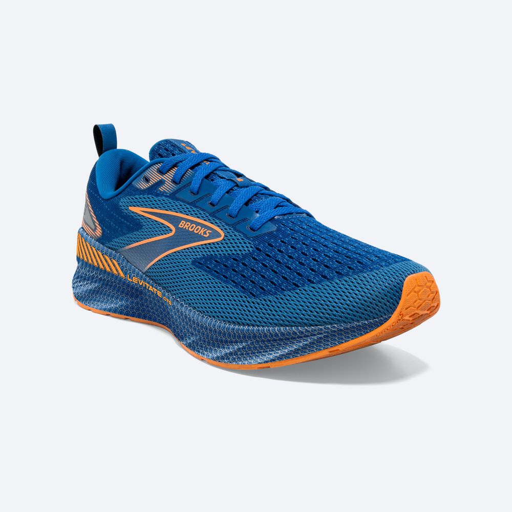 Men's Brooks Levitate GTS 6 Road Running Shoes Blue/Orange | USA23107