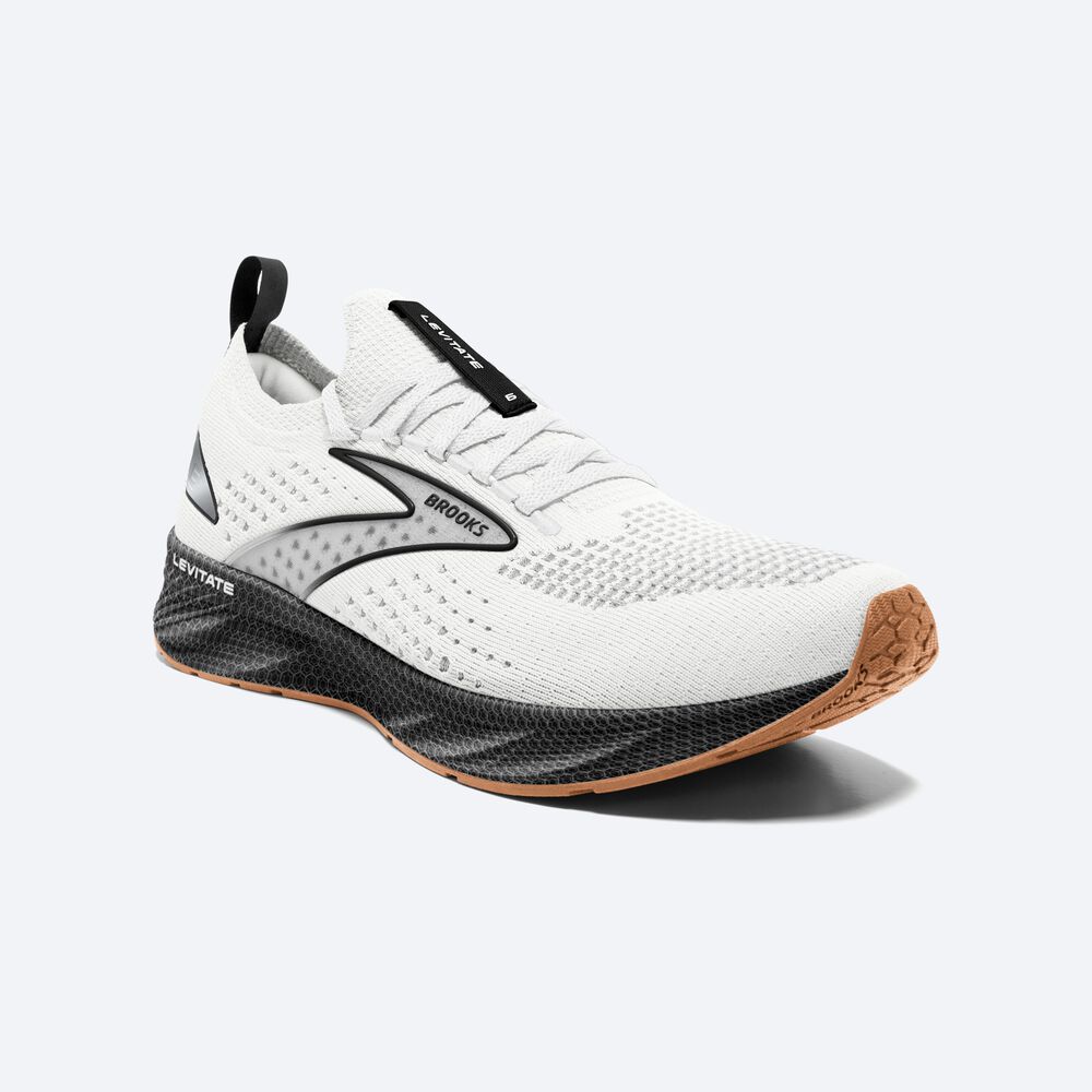 Men's Brooks Levitate StealthFit 6 Road Running Shoes White/Black | USA95086