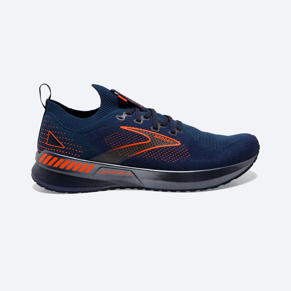 Men\'s Brooks Levitate StealthFit GTS 5 Road Running Shoes Navy/Brown | USA59784