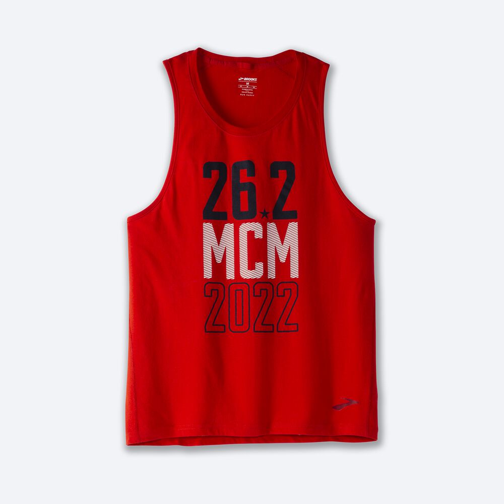 Men\'s Brooks MCM22 Distance Graphic Tanks Red | USA08952