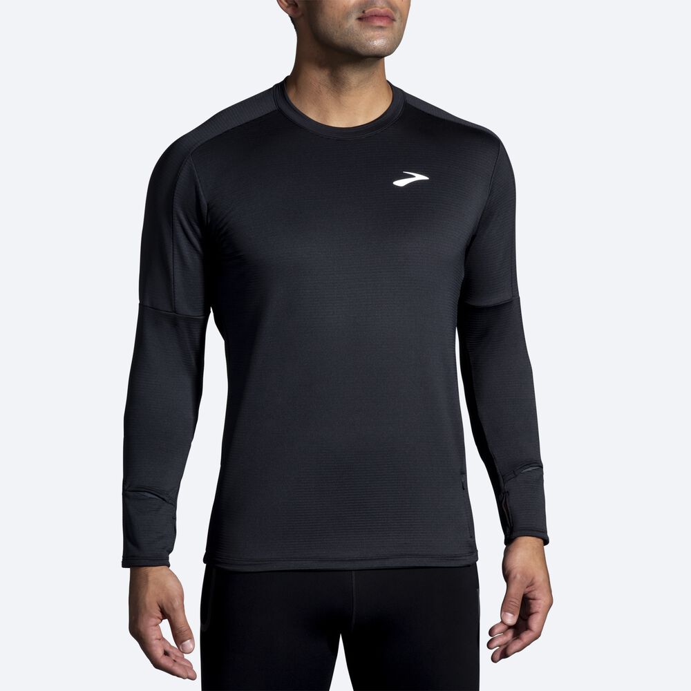 Men's Brooks Notch Thermal Long Sleeve 2.0 T-Shirts Black | USA24917