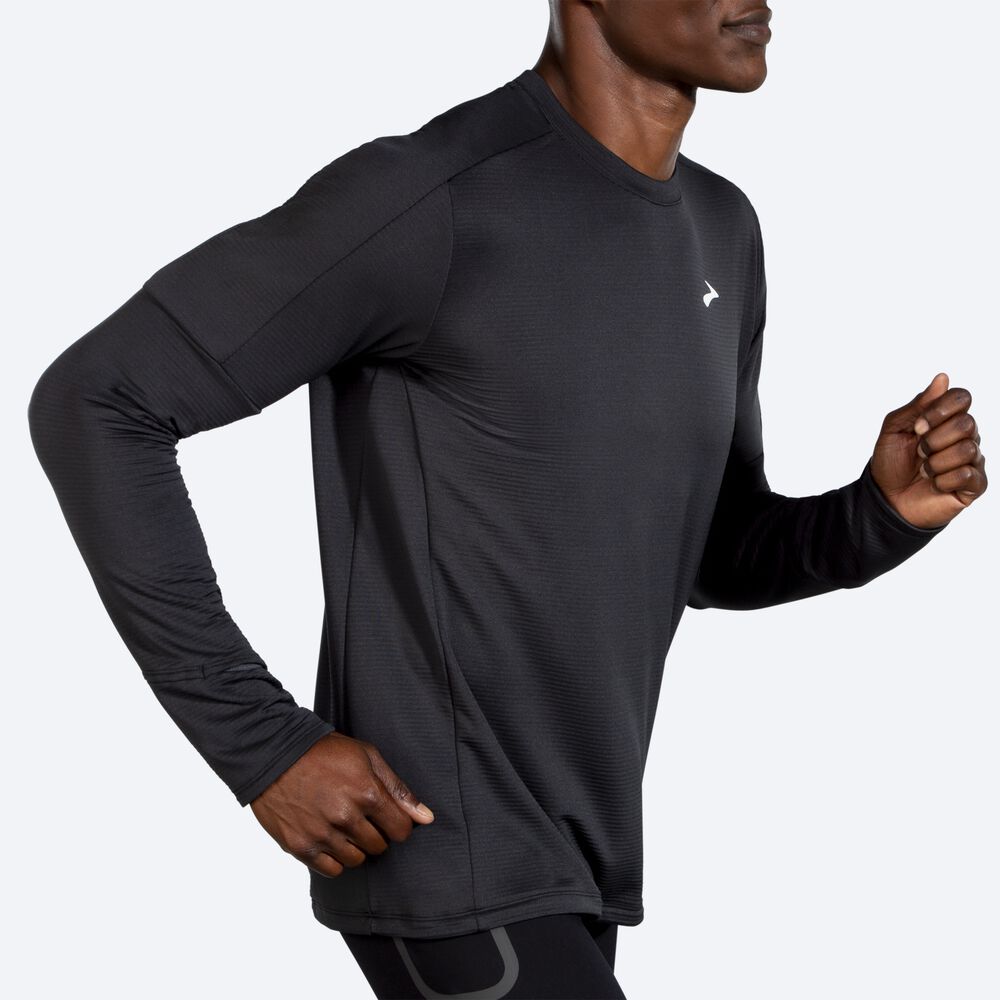 Men's Brooks Notch Thermal Long Sleeve 2.0 T-Shirts Black | USA24917