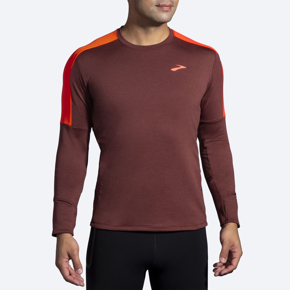 Men's Brooks Notch Thermal Long Sleeve 2.0 T-Shirts Chocolate | USA97043