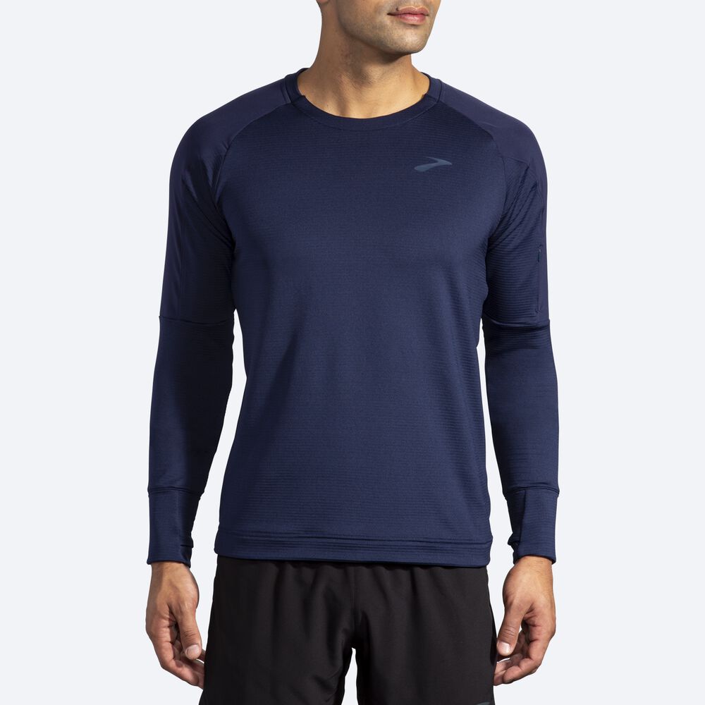 Men's Brooks Notch Thermal Long Sleeve T-Shirts Navy | USA06725