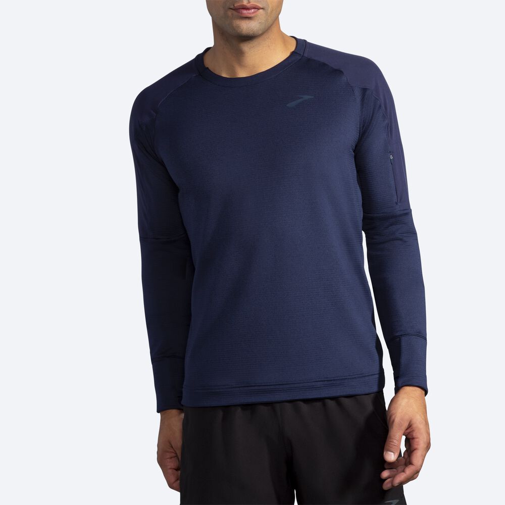 Men's Brooks Notch Thermal Long Sleeve T-Shirts Navy | USA06725