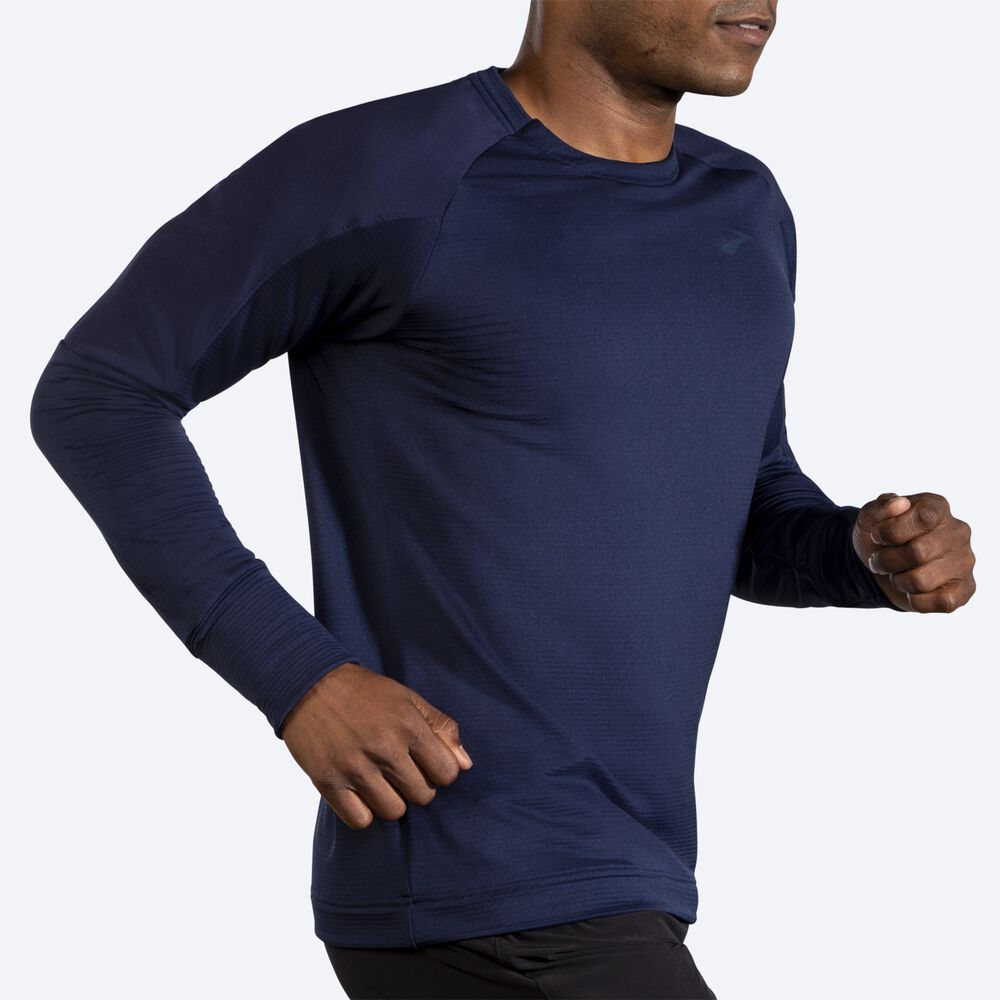 Men's Brooks Notch Thermal Long Sleeve T-Shirts Navy | USA06725