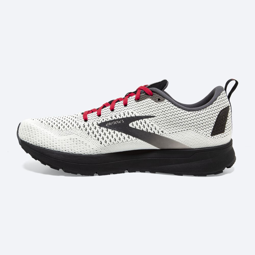 Men's Brooks Revel 4 Running Shoes White/Black/Red | USA38791