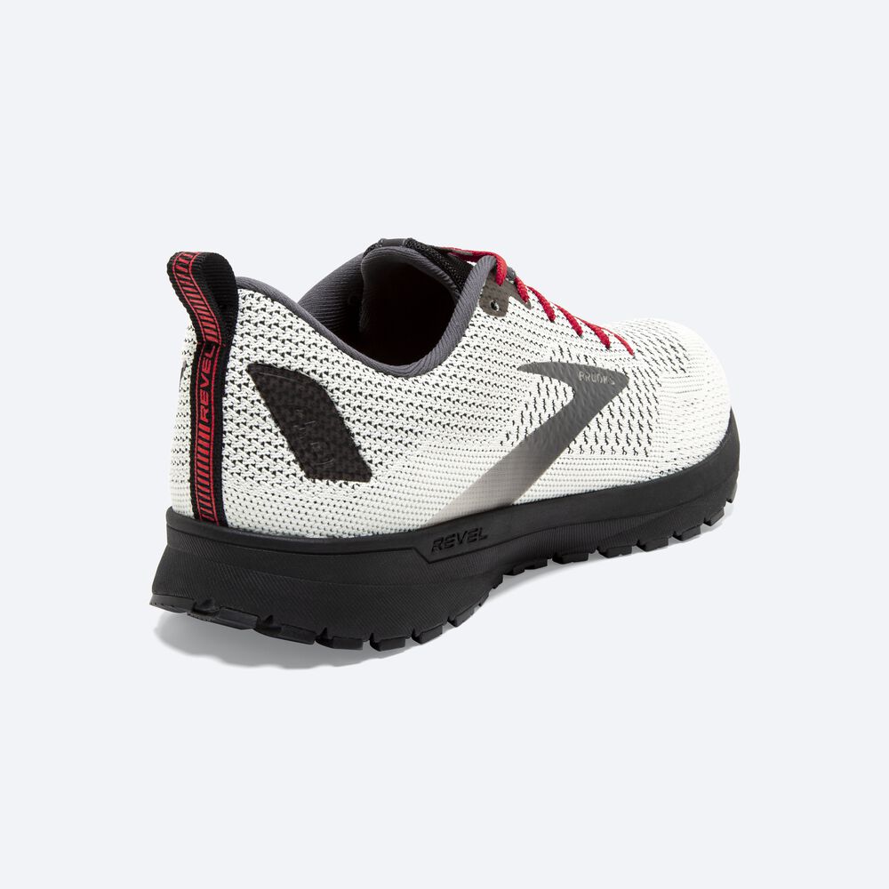 Men's Brooks Revel 4 Running Shoes White/Black/Red | USA38791