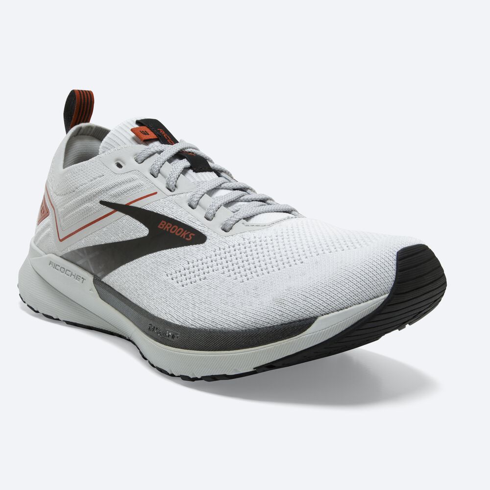 Men's Brooks Ricochet 3 Road Running Shoes White/Grey | USA59820