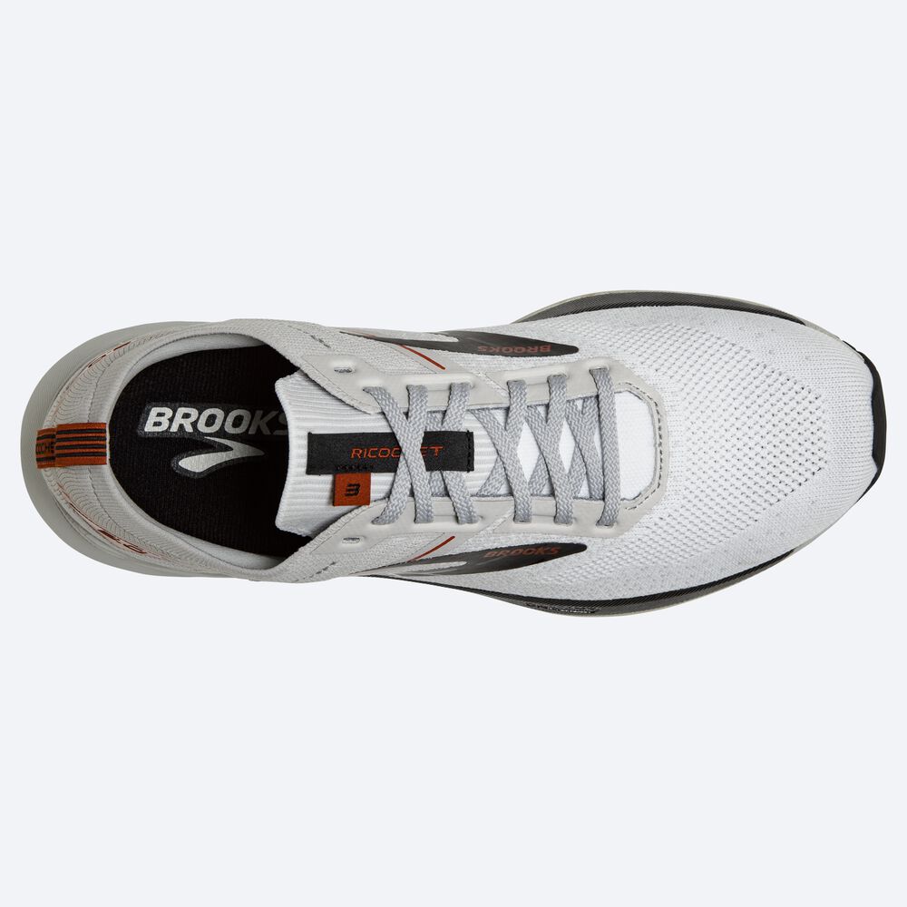 Men's Brooks Ricochet 3 Road Running Shoes White/Grey | USA59820