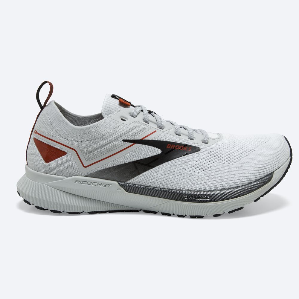 Men\'s Brooks Ricochet 3 Road Running Shoes White/Grey | USA59820