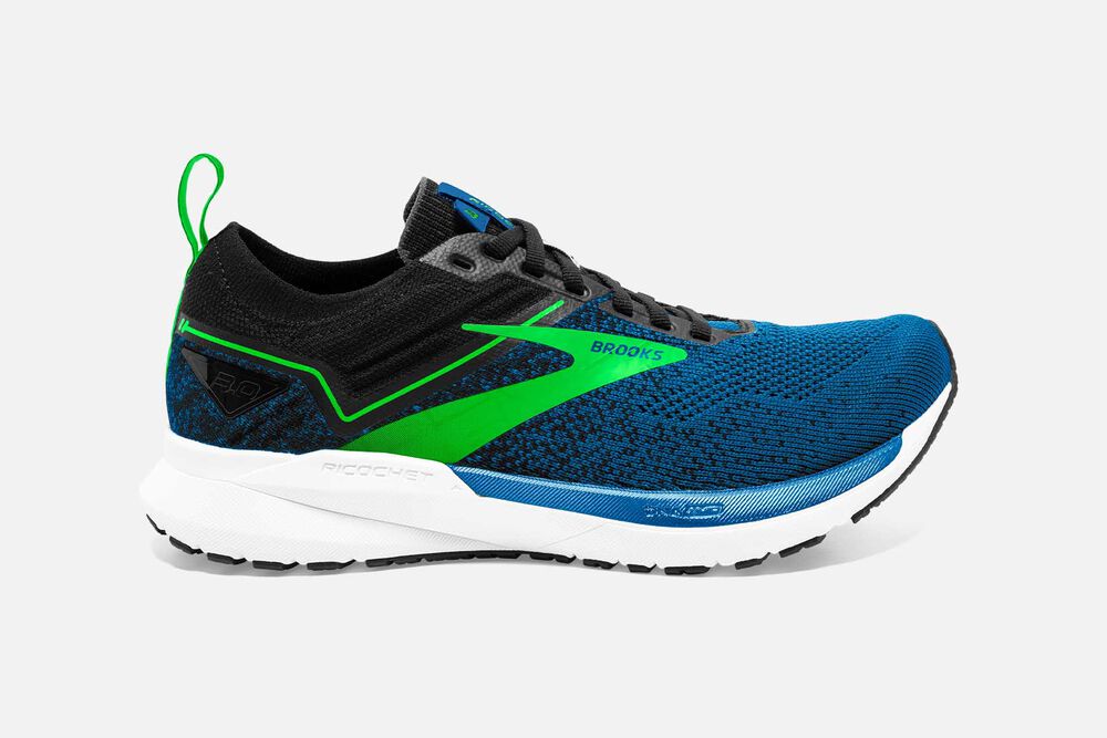 Men's Brooks Ricochet 3 Road Running Shoes Blue/Green | USA61574