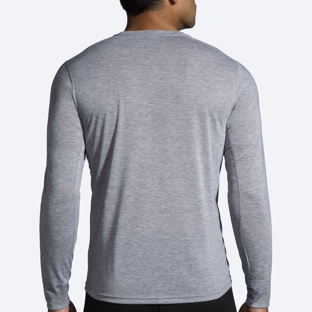 Men's Brooks Run Merry Distance Graphic Long Sleeve T-Shirts Grey | USA39480