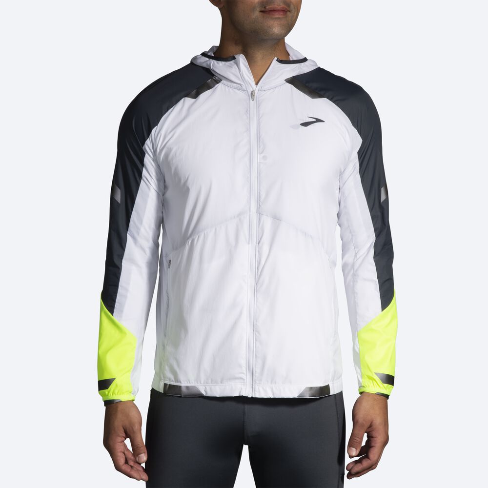 Men's Brooks Run Visible Convertible Jackets White | USA68743