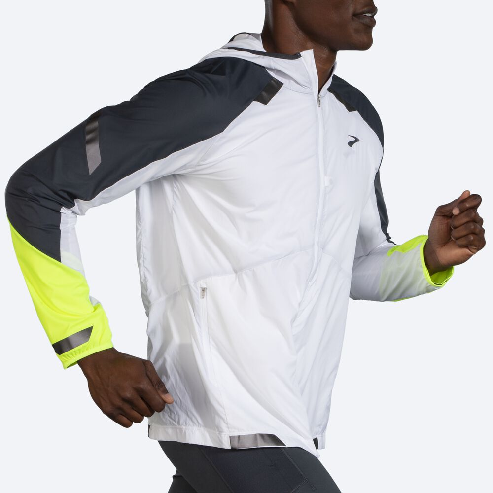 Men's Brooks Run Visible Convertible Jackets White | USA68743