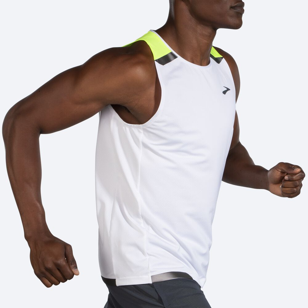 Men's Brooks Run Visible Tanks White | USA24159