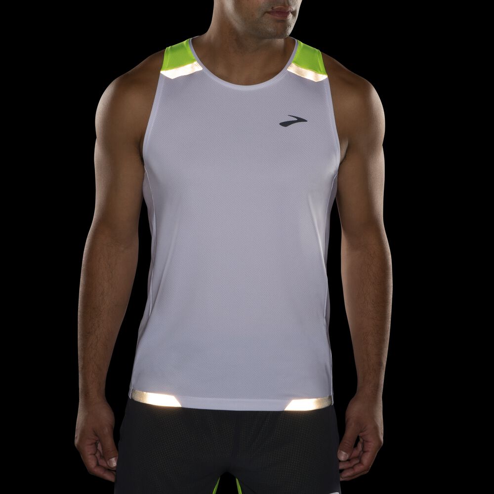 Men's Brooks Run Visible Tanks White | USA24159