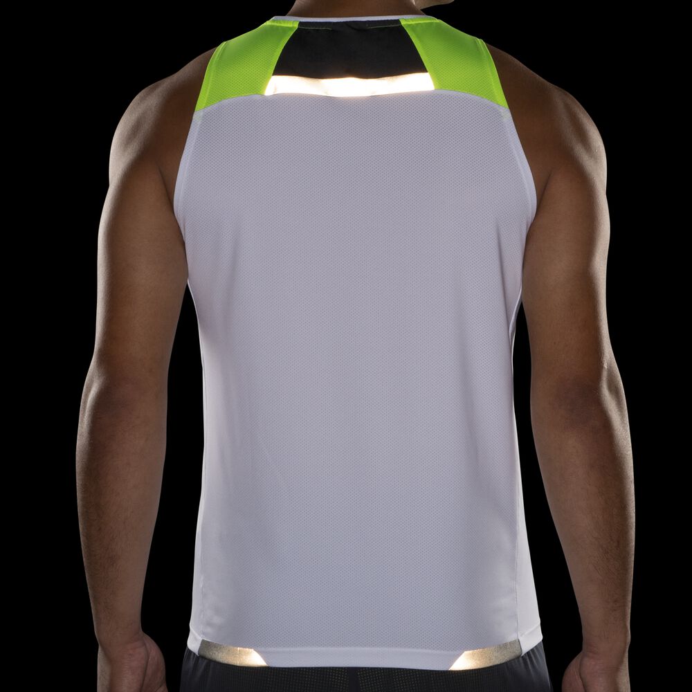 Men's Brooks Run Visible Tanks White | USA24159