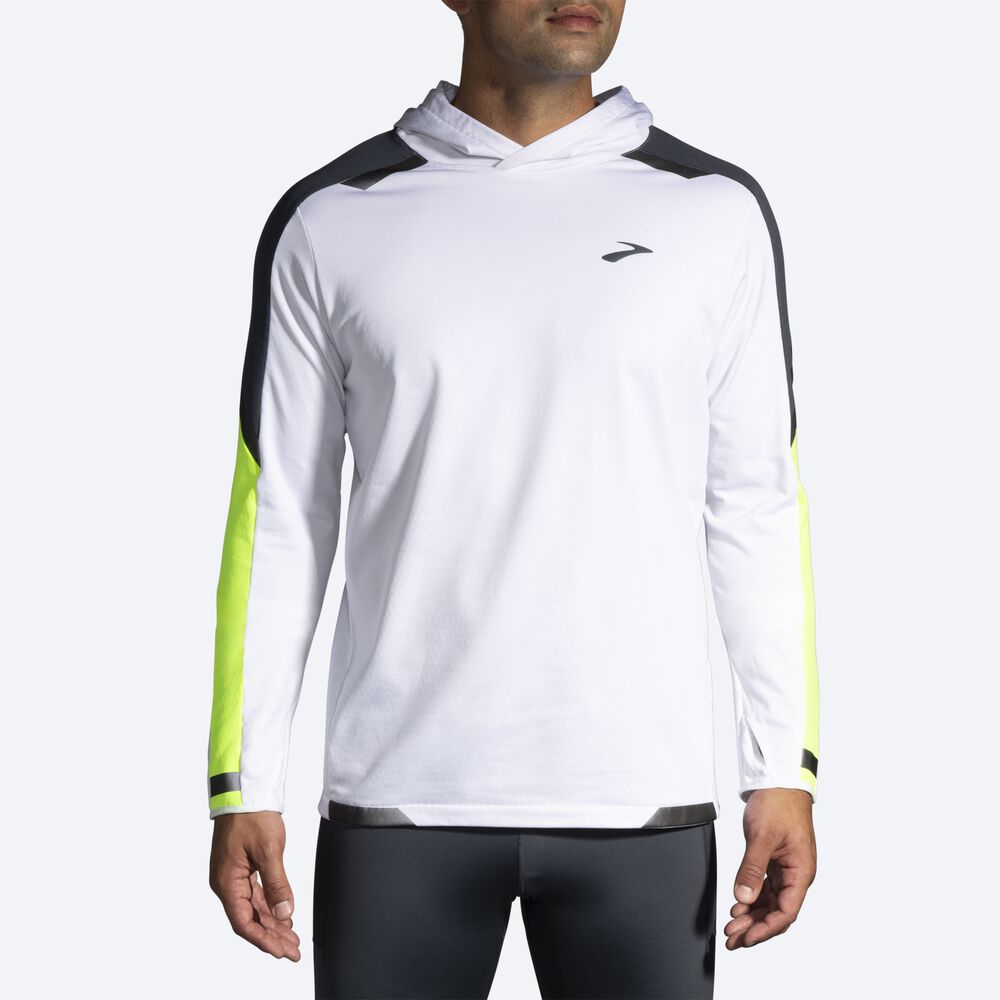 Men's Brooks Run Visible Thermal Hoodies White | USA30769