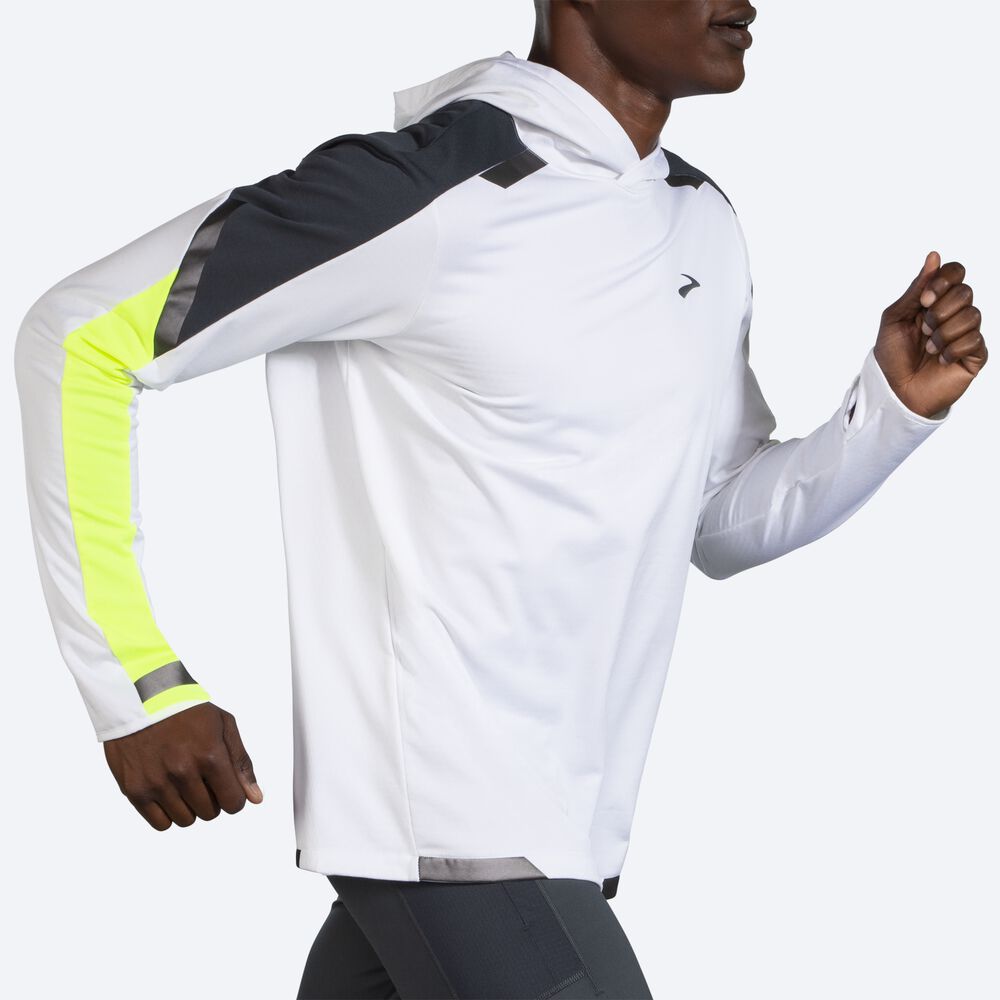 Men's Brooks Run Visible Thermal Hoodies White | USA30769