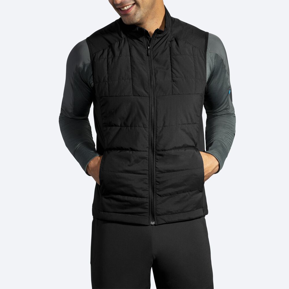 Men's Brooks Shield Hybrid Vest Black | USA25167