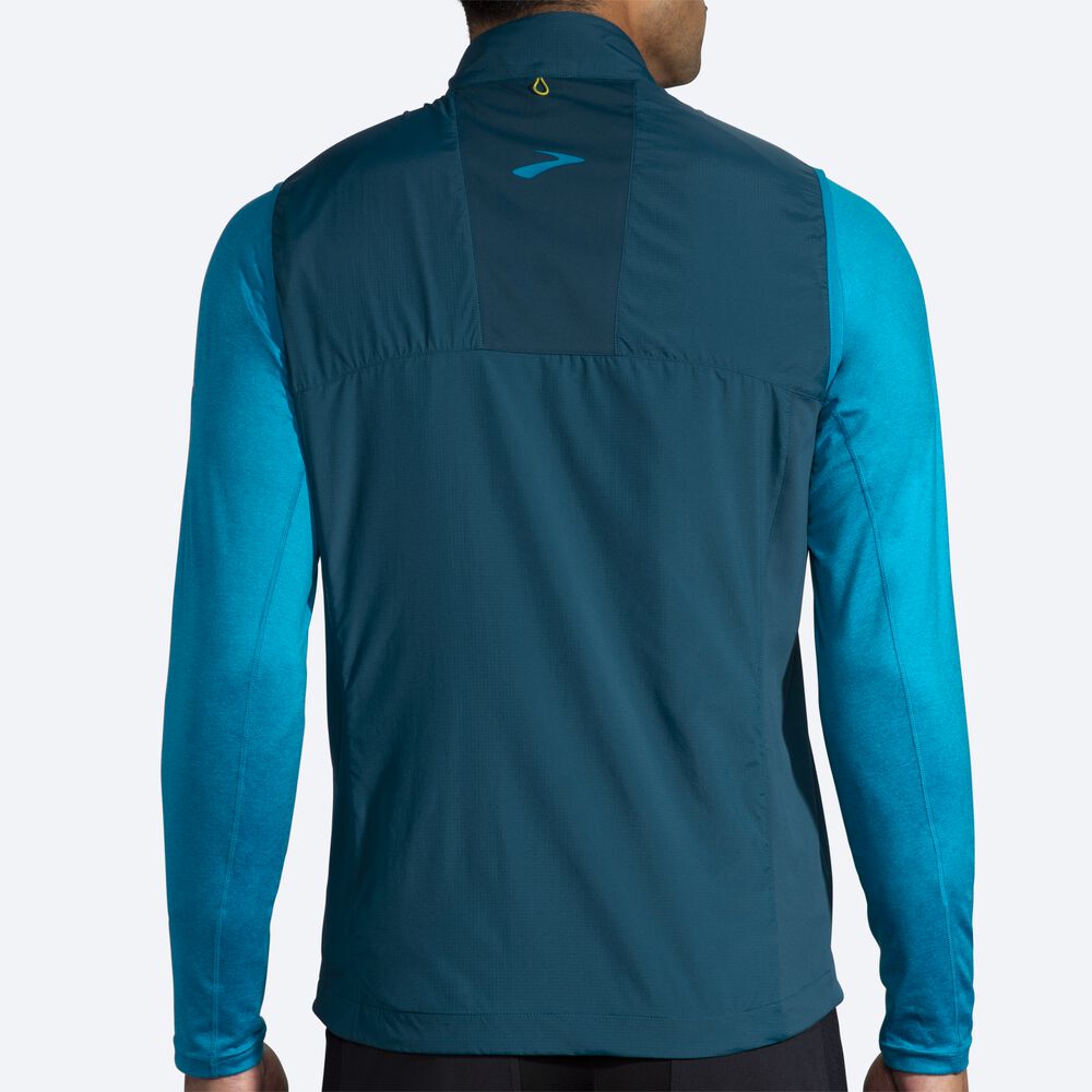 Men's Brooks Shield Hybrid Vest Deep Green/Blue | USA14986