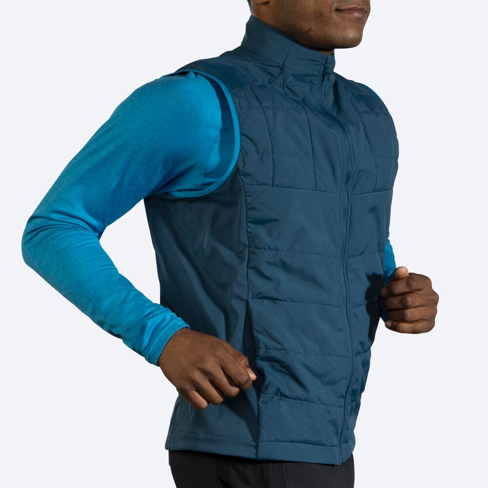 Men's Brooks Shield Hybrid Vest Deep Green/Blue | USA14986